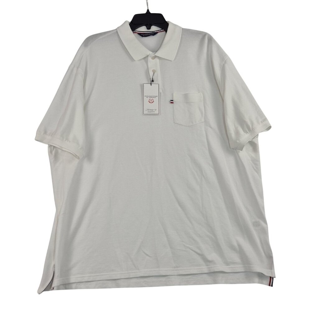 Roundtree Yorke Heritage Collection Mens Polo Shirt White short Sleeve Size XXL